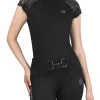 Equestrian Shirt w/ Contrast Lace Raglan Sleeves