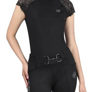 Equestrian Shirt w/ Contrast Lace Raglan Sleeves
